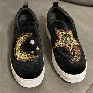 Sam Edelman Black and Gold Embellished Sneakers